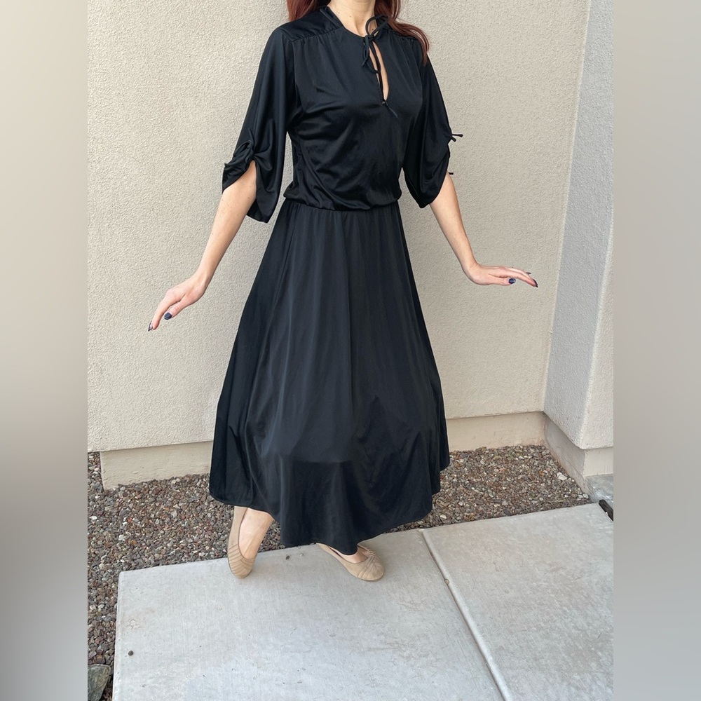 Vintage western retro bohemian black maxi dress - Picture 12 of 15